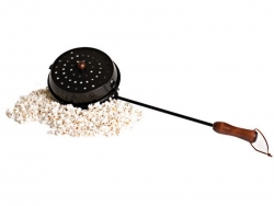 Popcornmacher mit Stiel und Holzgriff fr Lagerfeuer, Grill und Herd