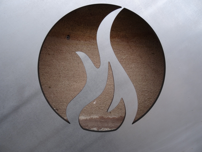 Stahl-Feuerplatte mit Flamme, Orig. Feuertopfshop.de