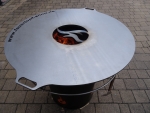 Stahl-Feuerplatte mit Flamme, Orig. Feuertopfshop.de