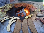 Stahl-Feuerplatte mit Flamme, Orig. Feuertopfshop.de