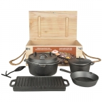 Dutch-Oven Set, 7-teiliges Outdoor Koch- und Grillset aus Gusseisen